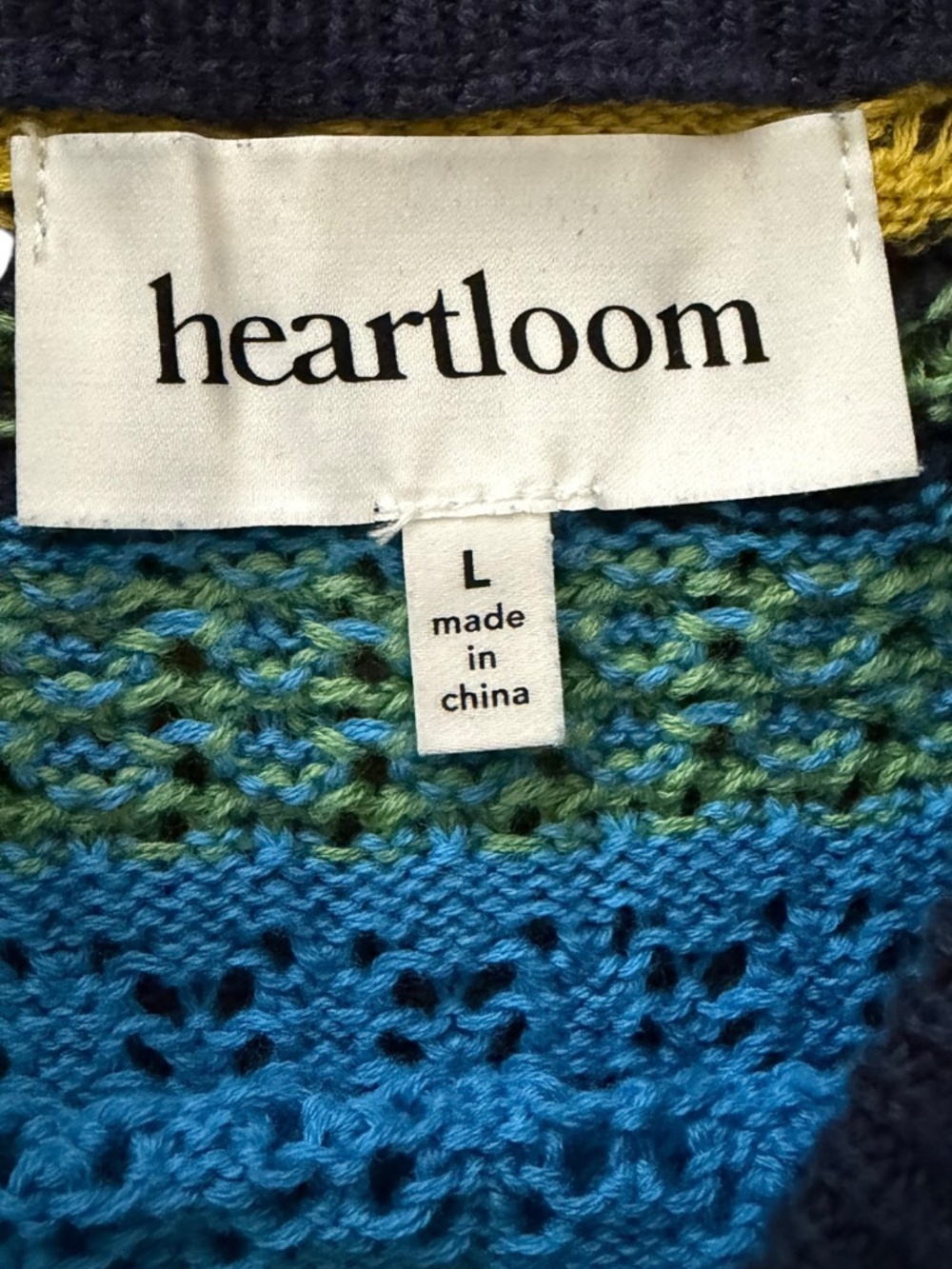 Heartloom Crochet Knit Tank Top Size Large Blue Yellow Multicolor Cotton - Picture 4 of 7